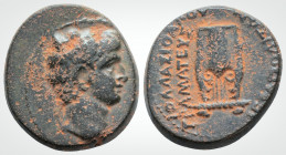 Roman Provincial
PHRYGIA. Hierapolis. Augustus (27 BC-14 AD). 
AE Bronze (18.3 mm 4.5 g). Iollas Iollou, grammateus.
Obv: [ΣΕΒΑΣΤΟΣ]. 
Bare head right...