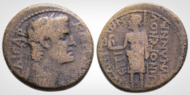 Roman Provincial
PHRYGIA. Aezanis. Claudius (41-54 AD). 
AE Bronze (20.6 mm 4.4 g). Menogenes, son of Nanna, magistrate.
Obv: KΛAVΔIOC KAICAP.
Laureat...