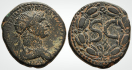 Roman Provincial
Seleucis and Pieria. Antioch. Trajan AD (98-117 AD) Struck AD 116-117
AE As (28.3 mm 15.9 g).
Obv: [...] NEΡ TΡAIANOC APICT CEB ΓEΡM ...
