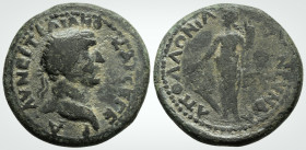 Roman Provincial
Mysia, Apollonia ad Rhyndacum, Trajan (98-117 AD) 
AE Bronze (26.3 mm 11.85 g).
Obv: ΑΥ ΝΕΡ ΤΡΑΙΑΝΟΝ ΚΑΙ ϹΕ ΓΕΡ ΔΑ , laureate head of...