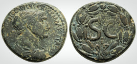 Roman Provincial
SYRIA, Seleucis and Pieria. Antioch . Trajan. (98-117 AD) 
AE Bronze As (26.8 mm 15.18 g). Struck AD 116-117. 
Obv: Laureate head rig...