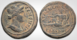 Roman Provincial
Phrygia. Eumeneia. Pseudo-autonomous issue (100-200 AD) 
AE Bronze (20.8 mm 5,4 g).
Obv: ЄVMЄNЄIA, turreted and draped bust of Tyche ...