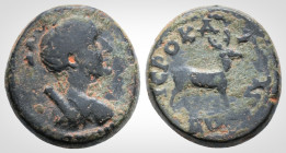 Roman Provincial
LYDIA. Hierocaesarea. Pseudo-autonomous. Time of Trajan (98-117 AD). 
AE Bronze (15.1 mm 3.1 g). 
Obv: Draped bust of Artemis Persica...