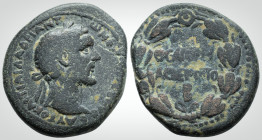 Roman Provincial
CYRRHESTICA, Hierapolis. Antoninus Pius. ( 138-161 AD) 
AE Bronze (27 mm, 12.0 g). 
Obv: Laureate head right.
Rev: ΘЄAC CYPI/AC IЄPOΠ...