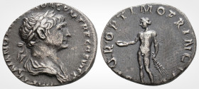 Roman Imperial
TRAJAN (98-117 AD). Rome
Denarius Silver (18.7 mm 3.2 g) 
Obv: IMP TRAIANO AVG GER DAC P M TR P COS VI P P, laureate and draped bust of...