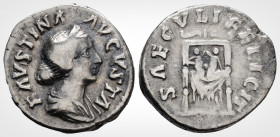 Roman Imperial
FAUSTINA II (147-175 AD), wife of M. Aurelius, Rome
 Denarius Silver (18,3 mm 3 g) 
Obv: FAVSTINA AVGVSTA, diademed and draped bust rig...