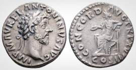 Roman Imperial 
MARCUS AURELIUS (161-180 AD), Rome
Denarius Silver (16.9 mm 2.9g). 
Obv: IMP AVREL ANTONINVS AVG, Laureate bust to the right of Marcus...