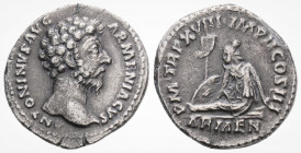 Roman Imperial
MARCUS AURELIUS (161-180 AD), Rome
Denarius Silver (18.2 mm 3.1 g)
Obv: ANTONINVS AVG ARMENIACVS, Bare head right. 
Rev: P M TR P XVIII...