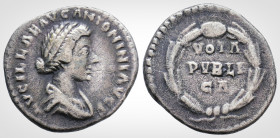 Roman Imperial
LUCILLA, AUGUSTA (164-182 AD). Rome
Denarius Silver (18.4 mm 3.1 g)
Obv: LVCILLAE AVG ANTONINI AVG F, draped bust right. 
Rev: VOTA PVB...