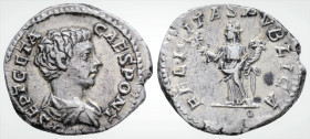 Roman Imperial
GETA, as Caesar (200-202 AD). Rome
Denarius Silver (19.1 mm 3.3 g) 
Obv: P SEPT GETA CAES PONT, bare-headed and draped bust right. 
Rev...