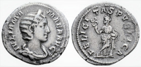 Roman Imperial
JULIA MAMAEA (222-235 AD). Rome
Denarius Silver (20.5 mm 2 g) 
Obv: IVLIA MAMAEA AVG, Draped bust right, wearing stephane. 
Obv: FELICI...