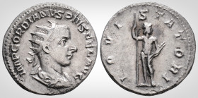 Roman Imperial
GORDIAN III (238-244 AD). Rome
Antoninianus Silver (21.6 mm 4.48 g)
Obv: IMP GORDIANVS PIVS FEL AVG, Radiate, draped and cuirassed bust...