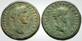 Roman Imperial
ANTONINUS PIUS, with MARCUS AURELIUS as Caesar (AD 138-161=. Rome mint. Struck circa AD 141-143. 
Sestertius AE Bronze (33.5mm, 24 g) 
...