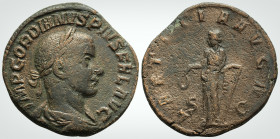 Roman Imperial
GORDIAN III (238-244 AD). 
Sestertius AE Bronze (30.1 mm 17.1 g).
241-243. IMP GORDIANVS PIVS FEL AVG Laureate, draped and cuirassed bu...
