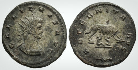 Roman Imperial
GALLIENUS (253 - 268 AD) Antioch
Antoninianus (21.2 mm 3.2 g)
Obv: GALLIENVS AVG.
Radiate, draped and cuirassed bust right.
Rev: AETERN...