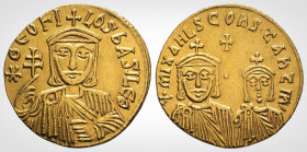 Byzantine
THEOPHILUS with CONSTANTINE and MICHAEL II. ( 829-842 AD) Constantinople. 
AV Solidus (18.9 mm 4.4g).
Obv: ✷ ΘЄOFILOS ЬASILЄ , Facing bust o...
