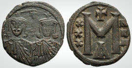 Byzantine
Nicephorus I, with Stauracius (802-811 AD.) Constantinople
AE Follis (22.3mm, 4.85 g,) 
Obv: Facing busts of Nicephorus on the left, with sh...