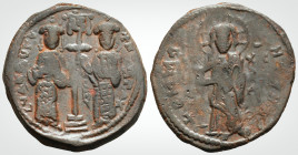Byzantine
Constantine X Ducas and Eudocia (1059-1067 AD) Constantinople AE Follis (28.4 mm, 10.26 g,)
Obv: + EMMA-NOVHΛ - Christ standing facing on fo...