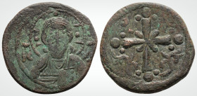 ANONYMOUS Attributed to Nicephorus III Botaniates (1078-1081AD).Constantinople AE Follis (22.6mm, 4.8 g,) 
Obv: IC - XC.
Facing bust of Christ Pantokr...