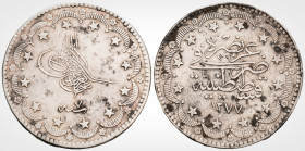 Islamic
Ottoman Empire. Abdülaziz. (AH 1277-1293 / AD 1861-1876). Kostantaniye (Constantinople) mint. Dated RY 14 (AD 1872). 
Silver 20 Kuruş (36.9 mm...