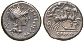 Cipia - M. Cipius M. f. - Denario (115-114 a.C.) Testa di Roma a d. - R/ La Vittoria su biga a d. - B. 1; Cr. 289/1 AG (g 3,85) 
BB