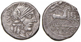 Fannia - M. Fannius C. f. - Denario (123 a.C.) Testa di Roma a d. - R/ La Vittoria su quadriga a d. - B. 1; Cr. 275/1 AG (g 3,99)
qBB