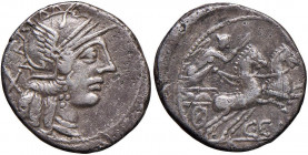 Porcia - C. Cato - Denario (123 a.C.) Testa di Roma a d. - R/ La Vittoria su biga a d. - B. 1; Cr. 274/1 AG (g 3,84)
qBB