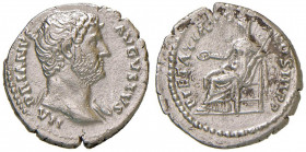 Adriano (117-138) Denario - Testa a d. - R/ La Pietà seduta a s. - RIC 219 AG (g 3,27) Lucidato, porosità, graffietti al R/
qSPL