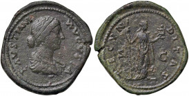 Faustina II (moglie di Marco Aurelio) Sesterzio - Busto drappeggiato a d. - R/ La Fecondità stante a d. con scettro e infante - C. 100 AE (g 26,61)
B...