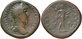 Lucio Vero (161-167) Sesterzio - Testa laureata a d. - R/ Marte andante a d. - RIC 1420 AE (g 27,38)
MB+