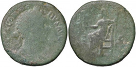 Commodo (180-192) Sesterzio - Busto laureato a d. - R/ La Fortuna seduta a s. - RIC 513 AE (g 18,78)
B