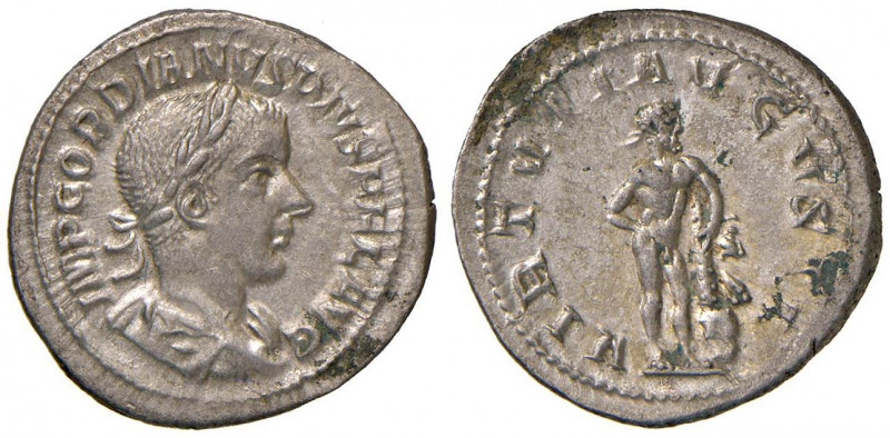 Gordiano III (238-244) Denario - Busto laureato a d. - R/ Ercole stante a d. - R...