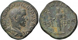 Filippo I (244-249) Sesterzio - Busto laureato a d. - R/ La Fides stante a s. - RIC 172 AE (g 19,19)
qBB