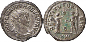 Probo (276-282) Antoniniano (Antiochia) Busto drappeggiato a d. - R/ La Repubblica incorona l’imperatore - C. 509; RIC 925 MI (g 4,62) Mancanza di met...
