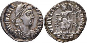 Graziano (367-383) Siliqua (Treviri) Busto diademato a d. - R/ Roma seduta a s. - RIC 58a AG (g 1,69)
SPL