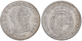 Carlo Emanuele III (1730-1773) Quarto di scudo 1756 - Nomisma 178 AG (g 8,62) Graffietti diffusi
MB+