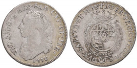 Vittorio Amedeo III (1773-1796) Quarto di scudo 1776 - Nomisma 349 AG (g 8,62) R
MB+/qBB
