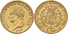 Carlo Felice (1821-1831) 20 Lire 1827 T - Nomisma 548 AU Colpetto al bordo
qBB/BB