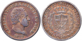 Carlo Felice (1821-1831) 50 Centesimi 1829 T - Nomisma 608 AG R
 BB/BB+