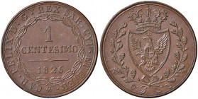 Carlo Felice (1821-1831) Centesimo 1826 T (P) - Nomisma 621 CU Graffio al R/
SPL/SPL+