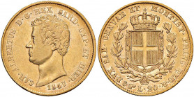 Carlo Alberto (1831-1849) 20 Lire 1847 T - Nomisma 662 AU
BB