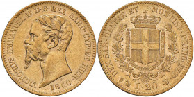 Vittorio Emanuele II (1849-1861) 20 Lire 1860 G - Nomisma 760 AU Graffietto al R/
BB+