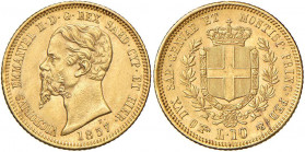 Vittorio Emanuele II (1849-1861) 10 Lire 1857 T - Nomisma 768 AU R Minima macchia al R/
SPL