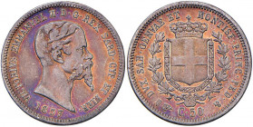 Vittorio Emanuele II (1849-1861) 50 Centesimi 1857 T - Nomisma 817 AG RR 
qBB/BB