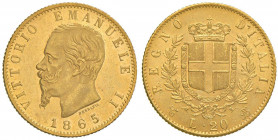 REGNO D’ITALIA Vittorio Emanuele II (1861-1878) 20 Lire 1865 T - Nomisma 852 AU Bell’esemplare dai fondi lucenti 
SPL+/qFDC