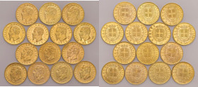 Vittorio Emanuele II (1861-1878) Lotto di 14 pezzi da 20 lire AU come da foto. Da esaminare
SPL-FDC