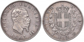 Vittorio Emanuele II (1861-1878) 2 Lire 1863 T stemma - Nomisma 906 AG
BB