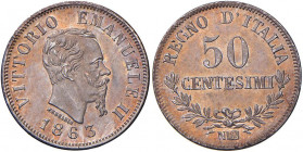 Vittorio Emanuele II (1861-1878) 50 Centesimi 1863 N valore - Nomisma 926 AG Minimi colpetti al bordo
qFDC