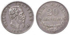 Vittorio Emanuele II (1861-1878) 20 Centesimi 1867 T valore - Nomisma 936 AG R Graffi al R/
BB