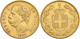 Umberto I (1878-1900) 50 Lire 1884 - Nomisma 975 AU R
BB